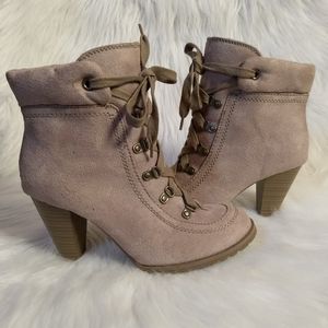 Decree Lace Up Heeled Booties